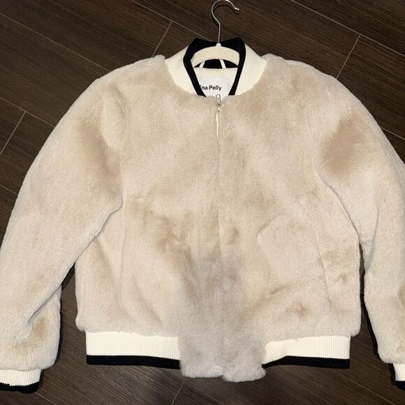 ENA PELLY Core Essential Faux Fur Bomber Jacket In Bone, 2 - Picture 5 of 9